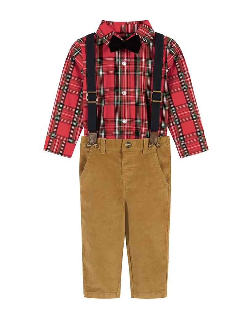 Andy & Evan Flannel Button-Down & Suspenders Set