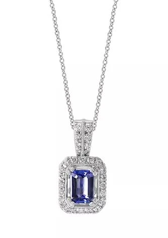 Effy 1 4 Ct. T.w. Diamond And 7 8 Ct. T.w. Tanzanite Pendant Necklace In 14K White Gold 1