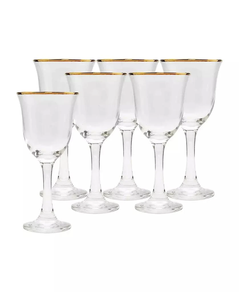 Classic Touch Water Glasses with Gold Rim, Set of 6