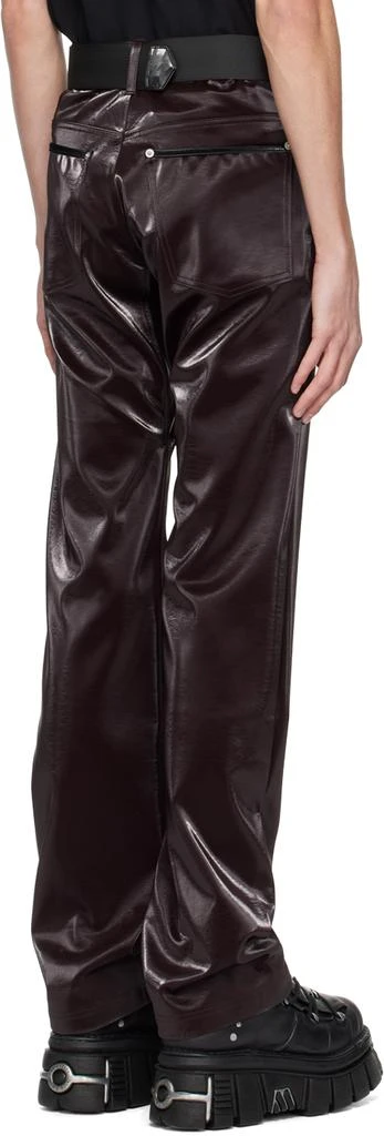 99%IS- Burgundy 'ATT1%TUDE' Always Glossy Faux-Leather Trousers 3