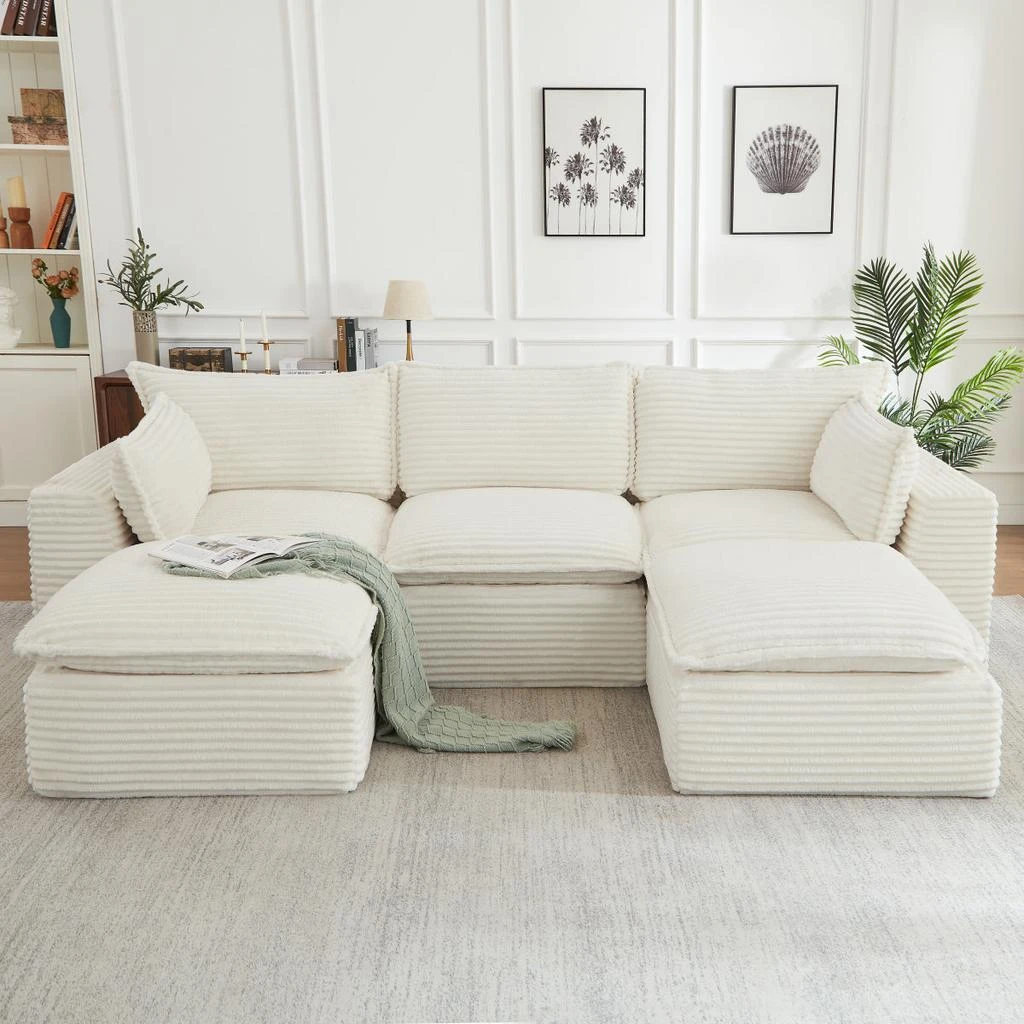 Streamdale Furniture Streamdale Cloud Sectional Couches for Living Room, Convertible L-Shape Couch with Ottoman 4