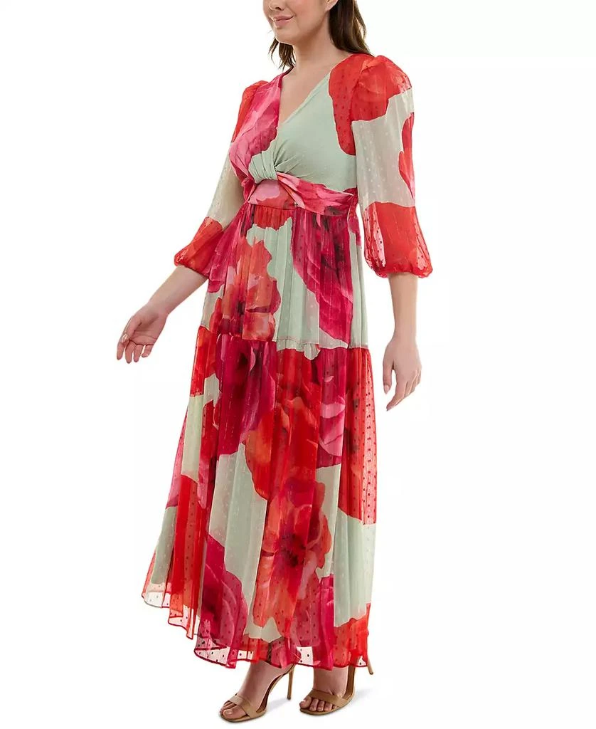 Taylor Plus Size Floral-Print Twist-Waist Tiered Dress 2