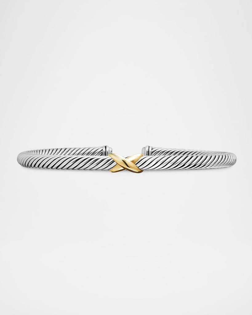 David Yurman Cable Station Bracelet in Silver with 18K Gold, 4mm