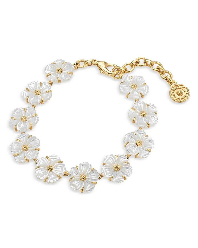 Capucine De Wulf Mermaid Garden Mother Of Pearl Flower Flex Bracelet in 18K Gold Plated 1