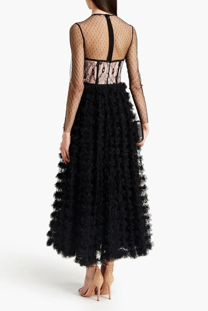 REDVALENTINO Ruffled point d'esprit and lace midi dress 3