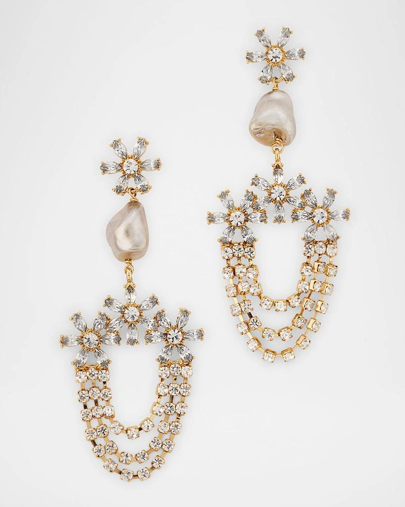Devon Leigh Pearl Crystal Flower Statement Post Earrings 1