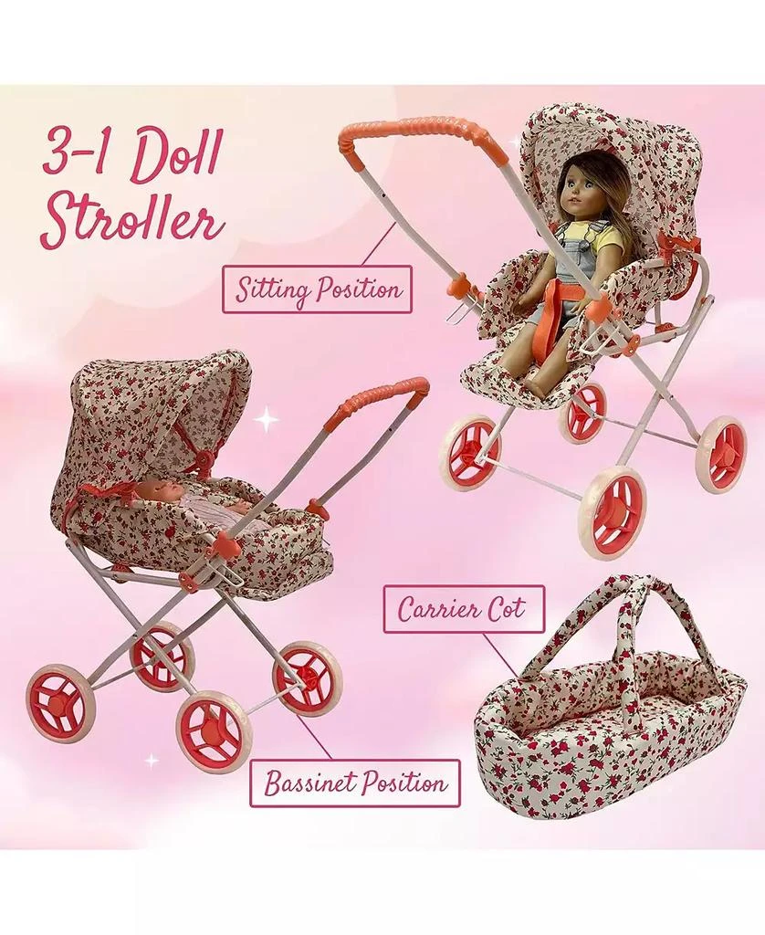 The New York Doll Collection Doll Bassinet Stroller with Travel Carry Bag 3