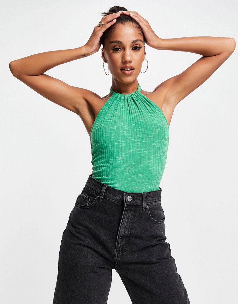 AsYou ASYOU space dye halter top co-ord in green