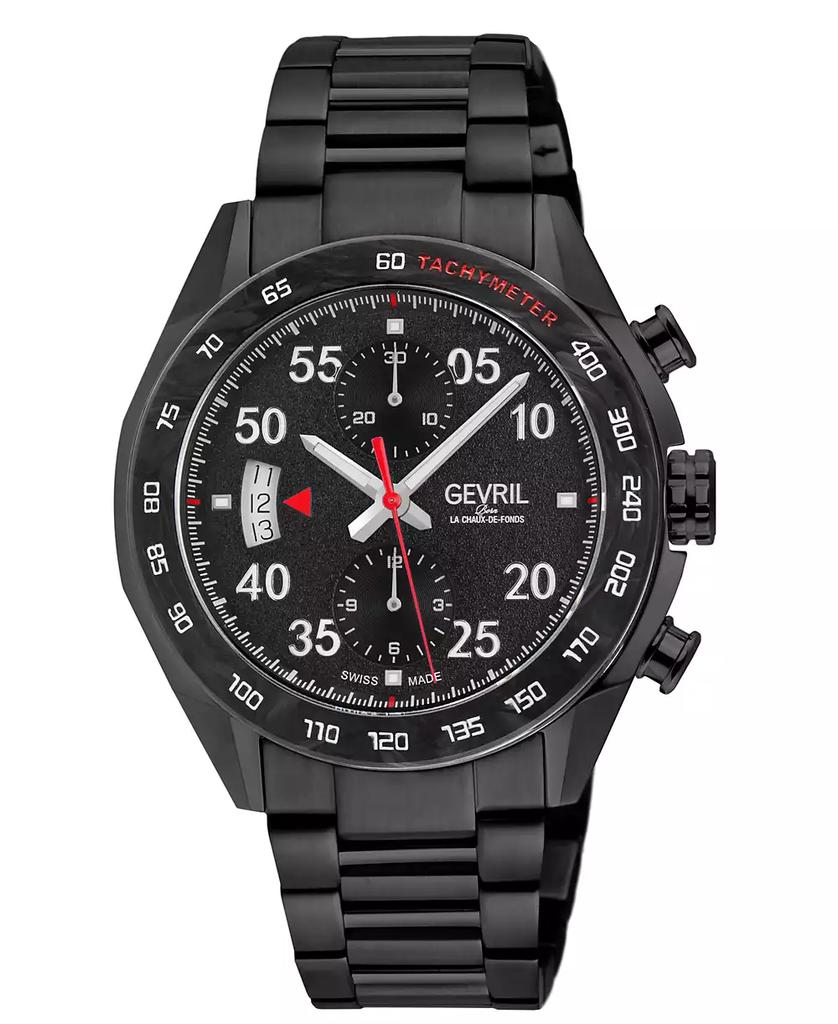 Gevril Men's Ascari Swiss Automatic Ion Plating Black Stainless Steel Bracelet Watch
