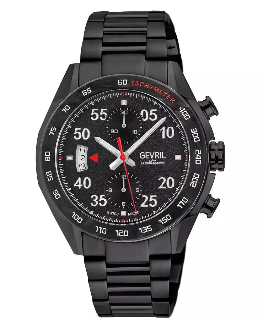 Gevril Men's Ascari Swiss Automatic Ion Plating Black Stainless Steel Bracelet Watch 1