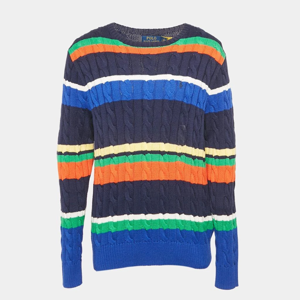 Ralph Lauren Polo Ralph Lauren Blue Striped Cable Knit Sweater L 1