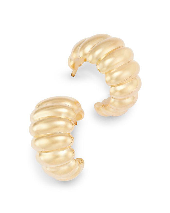 Bloomingdale's Shrimp Ridge Small Huggie Hoop Earrings in 14K Yellow Gold