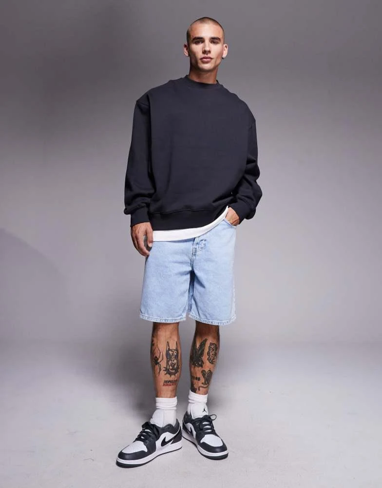 ASOS ASOS DESIGN premium heavyweight oversized sweatshirt 400gsm in charcoal 2