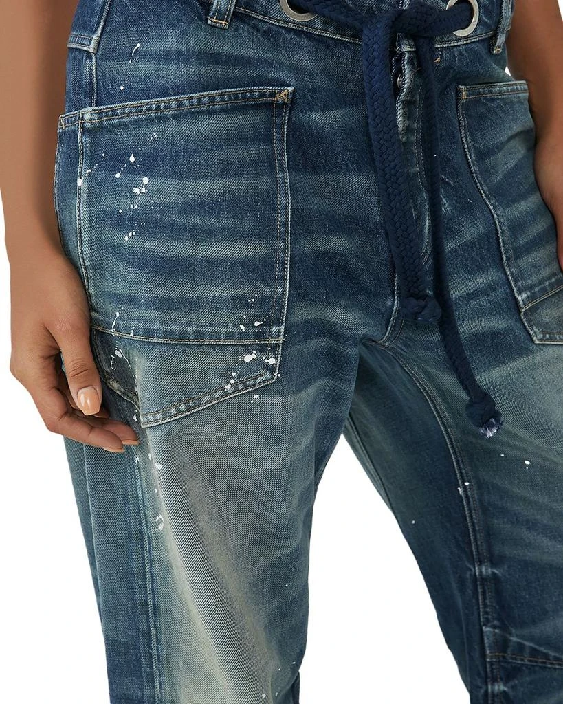 Free People We The Free Moxie Low Slung Pull On Barrel Jeans in Timeless Blue 5