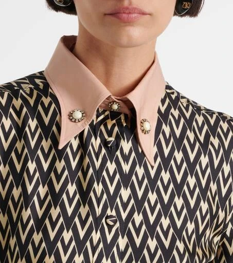 Valentino Toute La V silk twill shirt dress 4