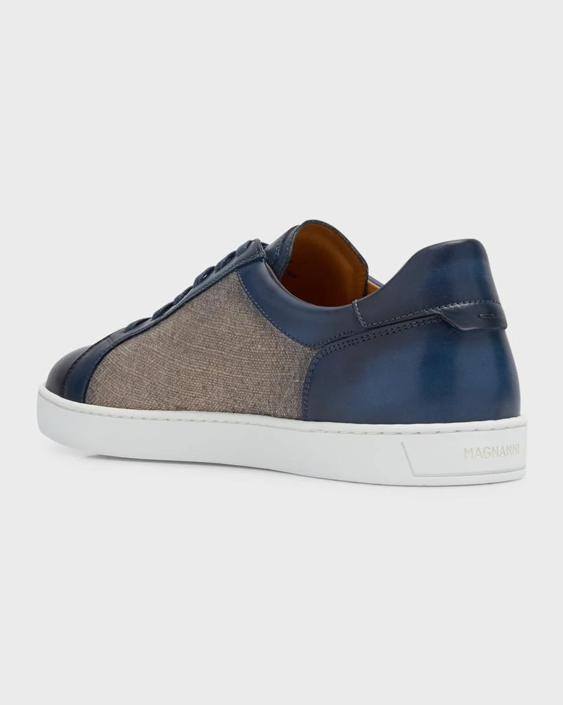 Magnanni Men's Wyland Linen and Leather Low-Top Sneakers 4