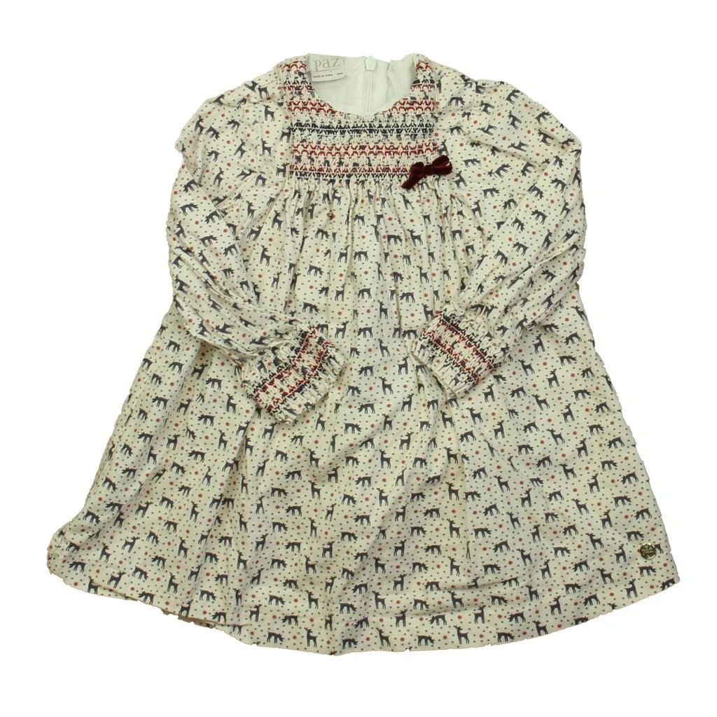 Paz Rodriguez Girls Ivory Reindeer Dress 1
