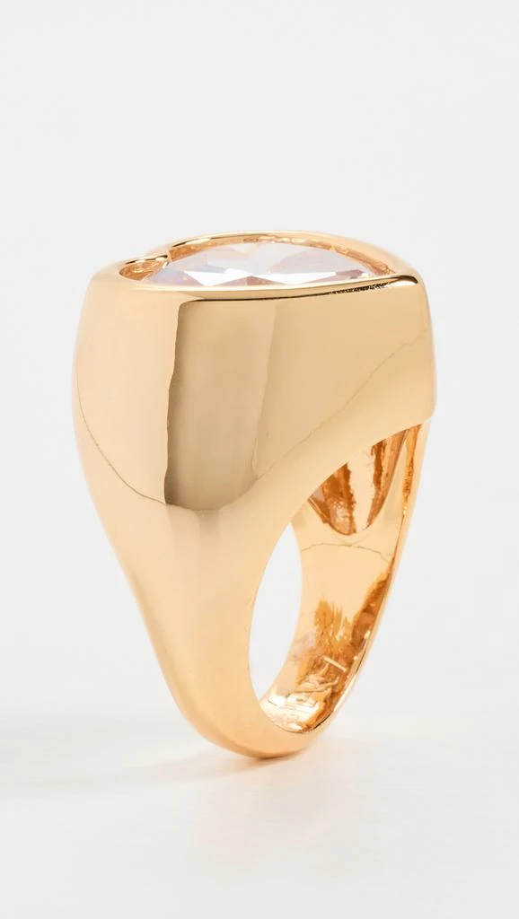 Timeless Pearly Gold Plated Ring with Crystal Heart 4