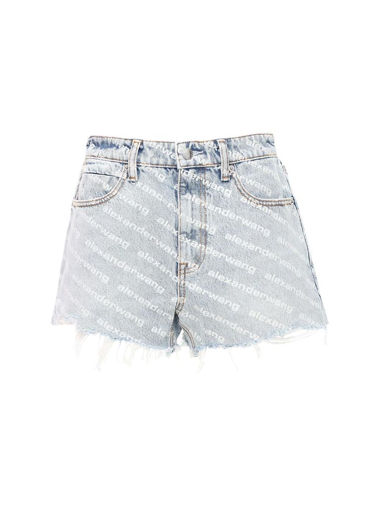 ALEXANDER WANG High Waist Flocked Logo Denim Shorts