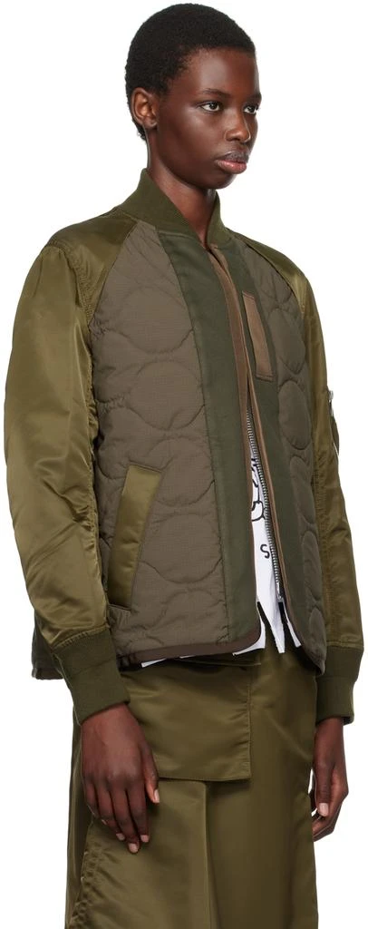 Sacai Khaki Quilted Bomber Jacket 2