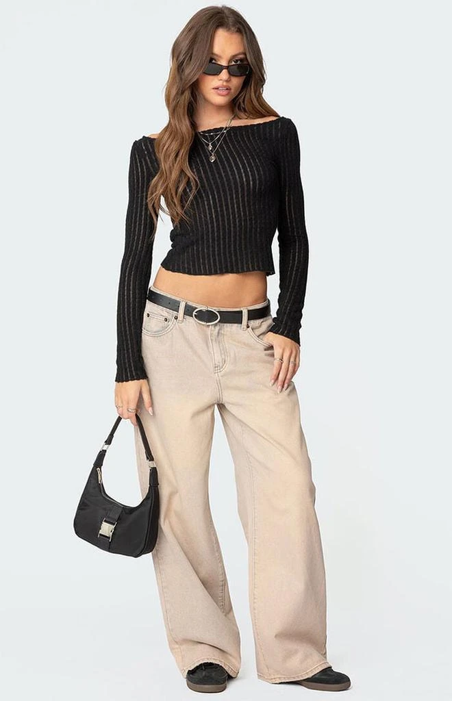 Edikted Textured Sheer Boat Neck Top 2