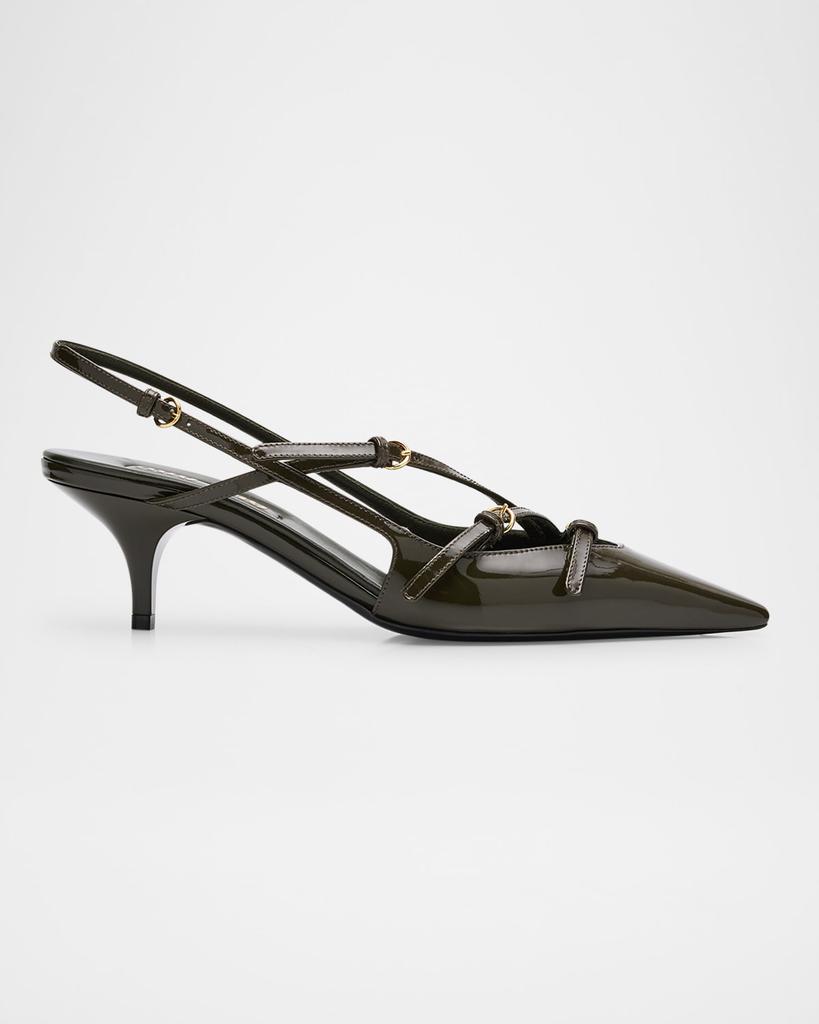 Miu Miu Red patent leather slingback décolleté with buckles