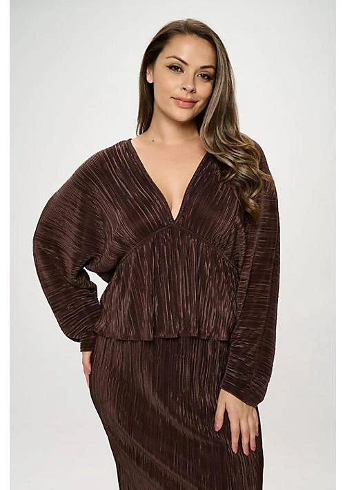 Renee C. C. Plisse V Neck Top 2