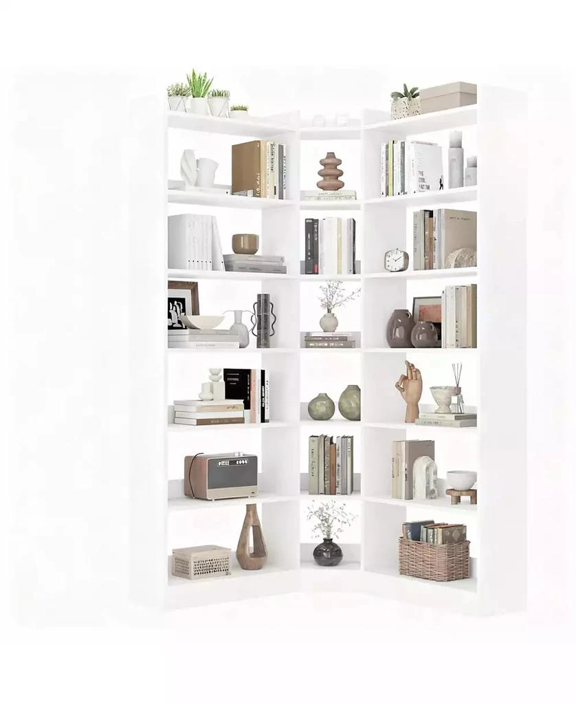 YIGII L Shaped Corner Bookshelf 6 Tiers Storage Display Rack