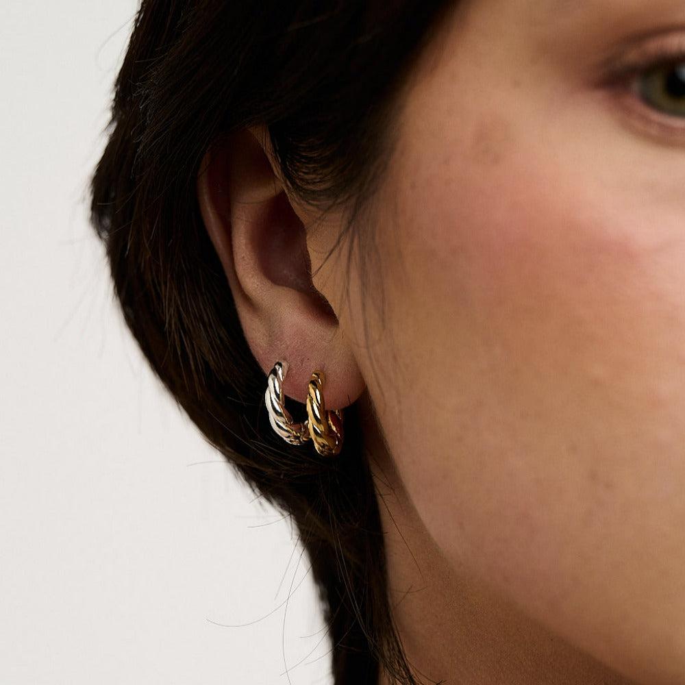 Orelia London Rope Twist Huggie Hoop Earrings