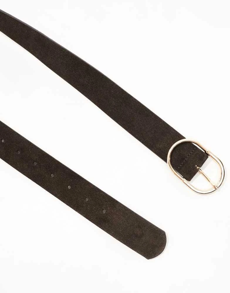 ASOS ASOS DESIGN suede belt with fine tubular buckle in chocolate 2