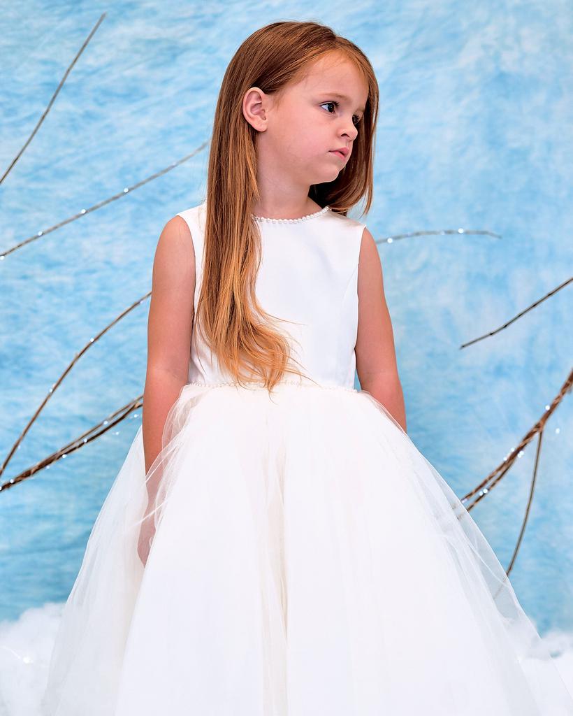Sarah Louise Sarah Louise Girls Ceremonial Ballerina Length Dress in Ivory