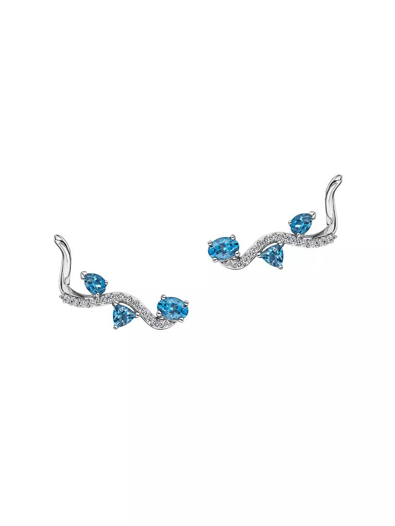HUEB Mirage 18K White Gold, Blue Topaz & 0.22 TCW Diamond Ear Climbers