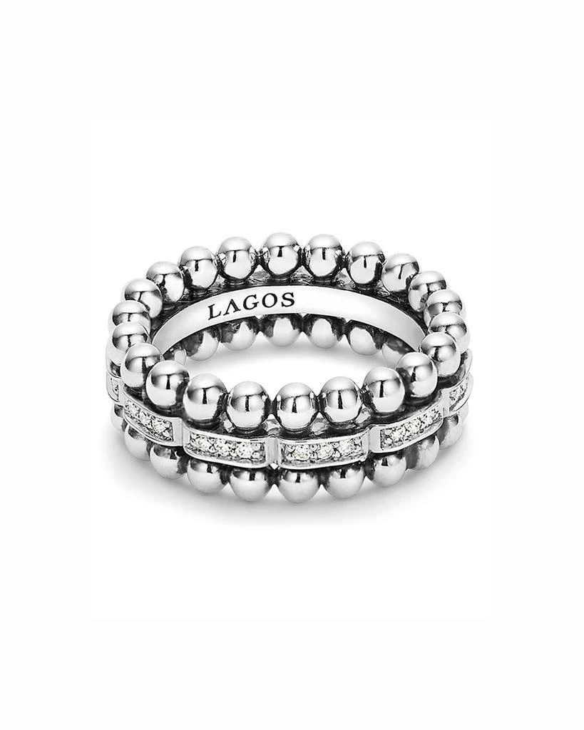 LAGOS Sterling Silver Caviar Spark Diamond Band 2