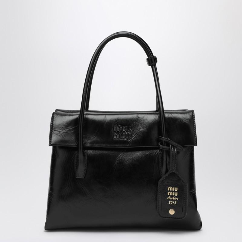 Miu Miu Black Solitaire bag in glossy leather - Tote Bags