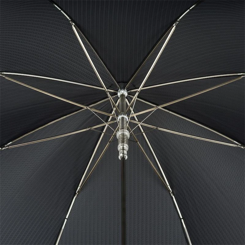 PASOTTI Pasotti Black Check Luxury Umbrella with Silver Labrador Handle 5