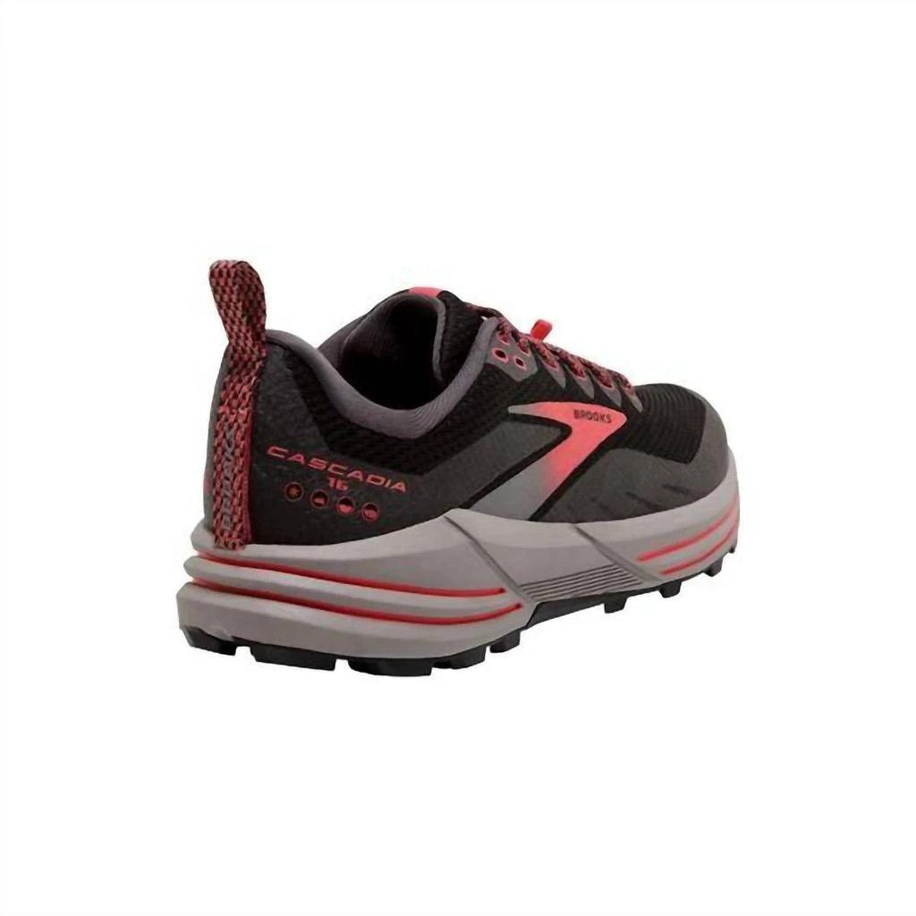 Brooks Women Cascadia 16 Gtx Trail Running Shoes - Medium In Black/black Pearl/coral 3
