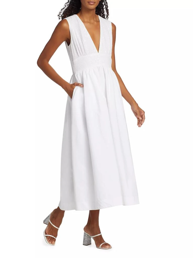 LDT Mixed Media V- Neck Midi-Dress 6
