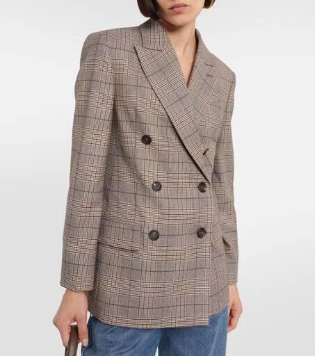 Brunello Cucinelli Checked wool and cotton-blend blazer 6