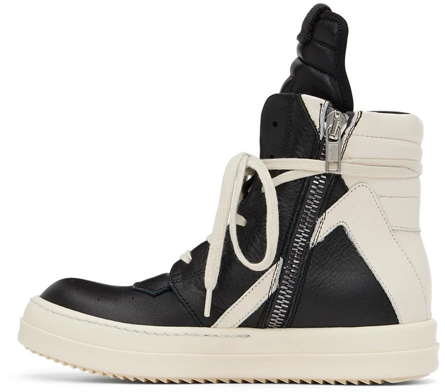Rick Owens Kids Black & Off-White Geobasket Sneakers 3