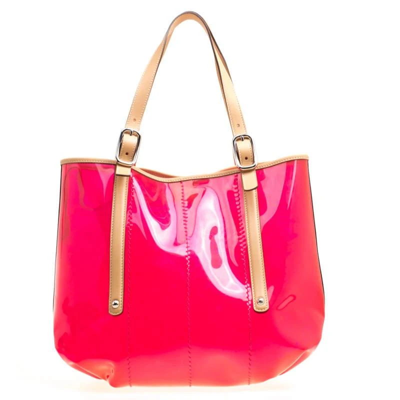 Tod's Tod's Red/Beige PVC and Leather Tote 4