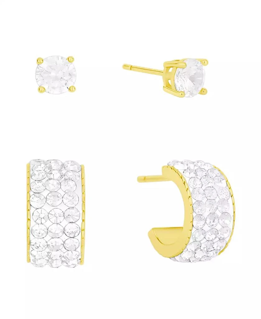 And Now This Crystal Stud and Hoop Earrings Set