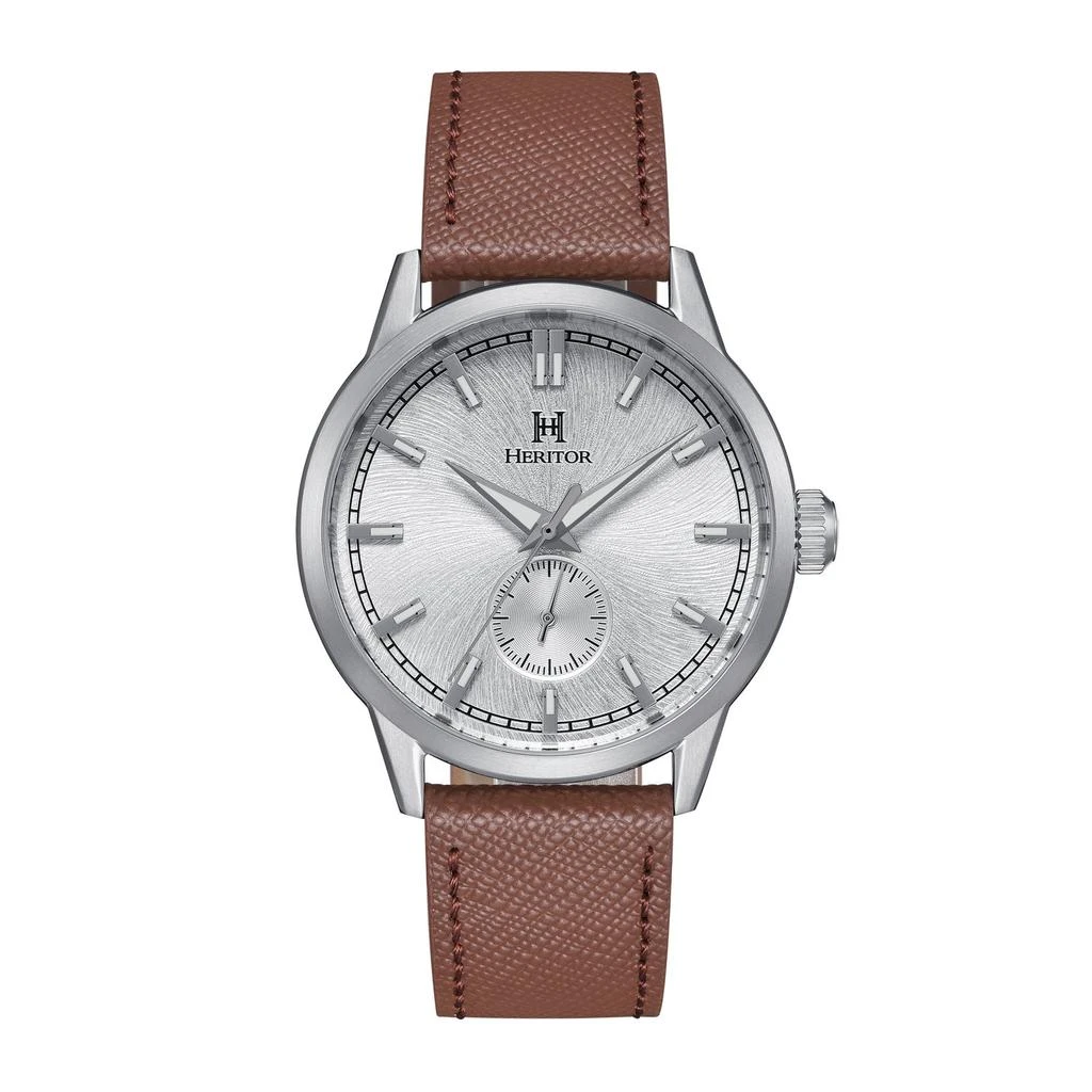 Heritor Automatic Argento Leather-Band Watch 1