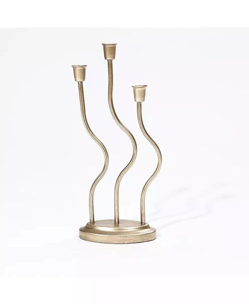 LuxenHome Metal 3-Taper Candle Holder Tabletop Sculpture