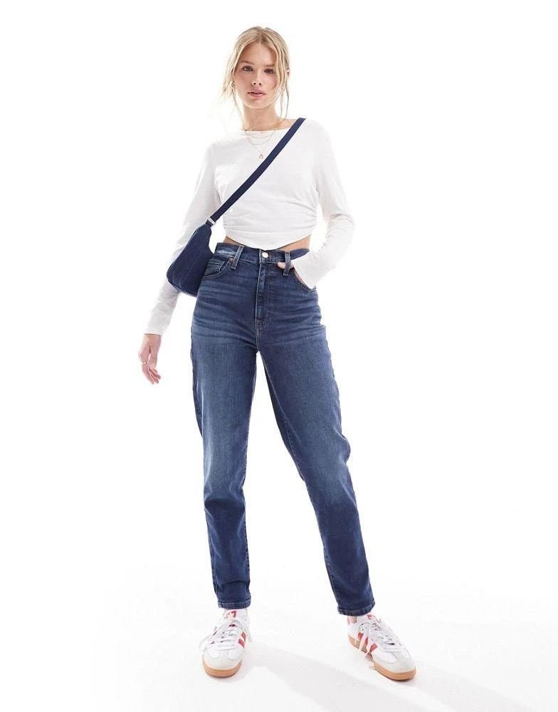 Levi's Levi's high waisted mom jeans in dark wash navy 4