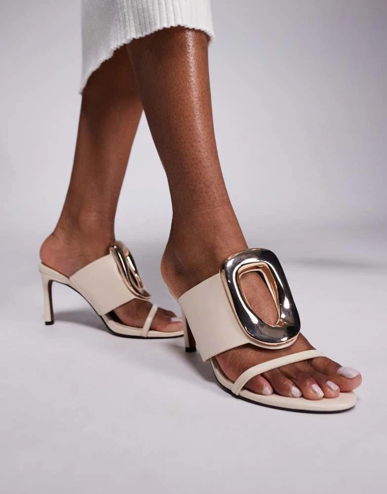 ASOS ASOS DESIGN Nought ring detail high heeled sandals in cream 4