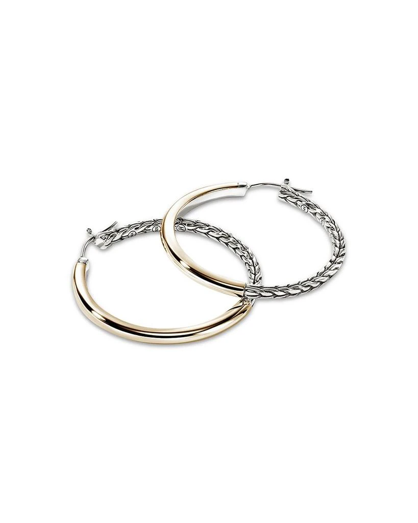 John Hardy 14K Yellow Gold 
Sterling Silver JH Essentials Hoop Earrings 4