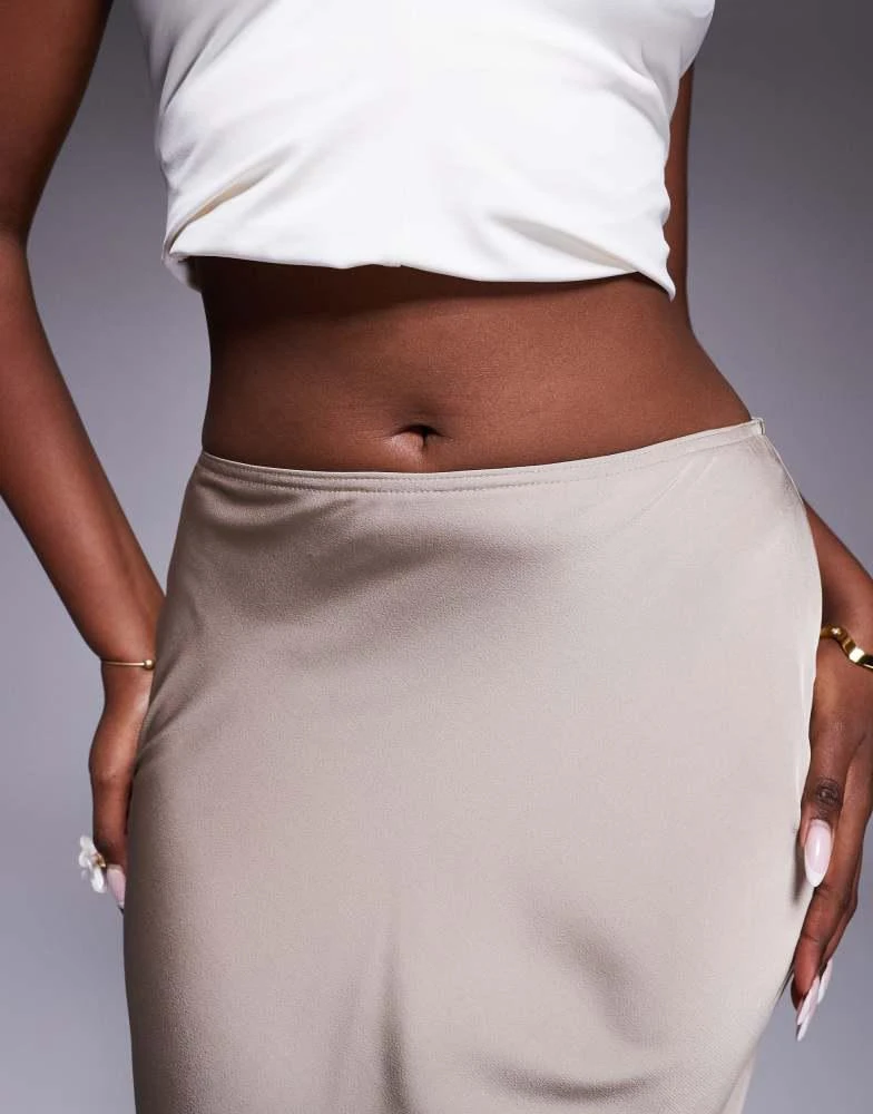 River Island River Island satin bias maxi skirt in beige 5