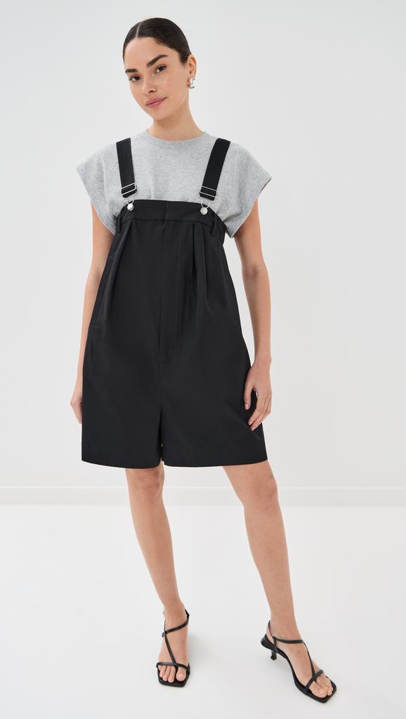 Tibi Bio Twill Overall Shorts
