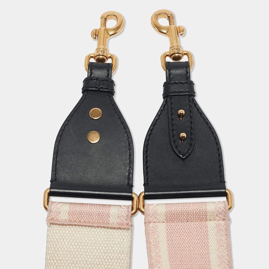 Dior Dior Pink/Black Embroidered Canvas and Leather Shoulder Bag Strap 2