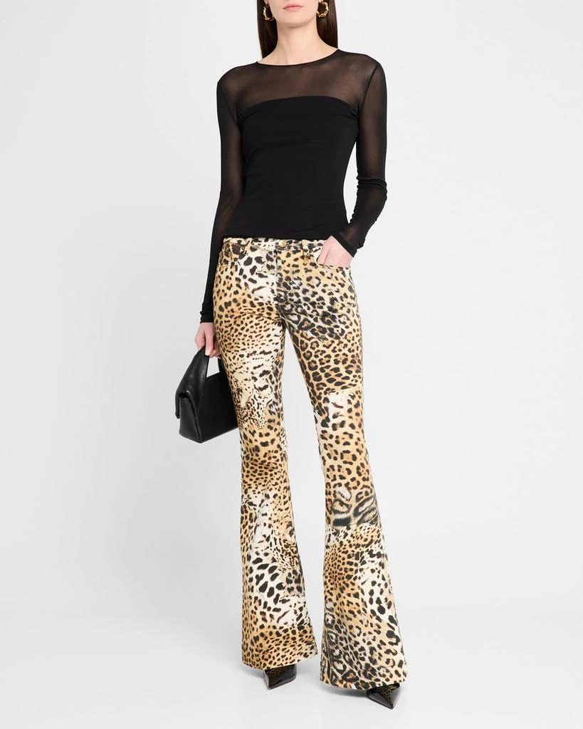 Roberto Cavalli Mid-Rise Jaguar-Print Flare Jeans 2